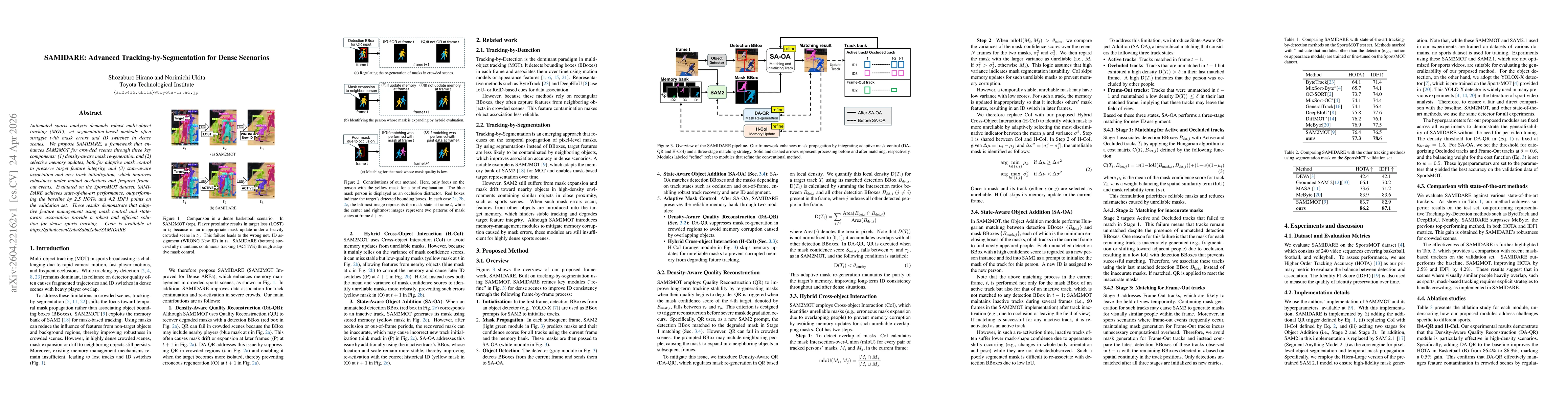 Thumbnail for SAMIDARE: Advanced Tracking-by-Segmentation for Dense Scenarios