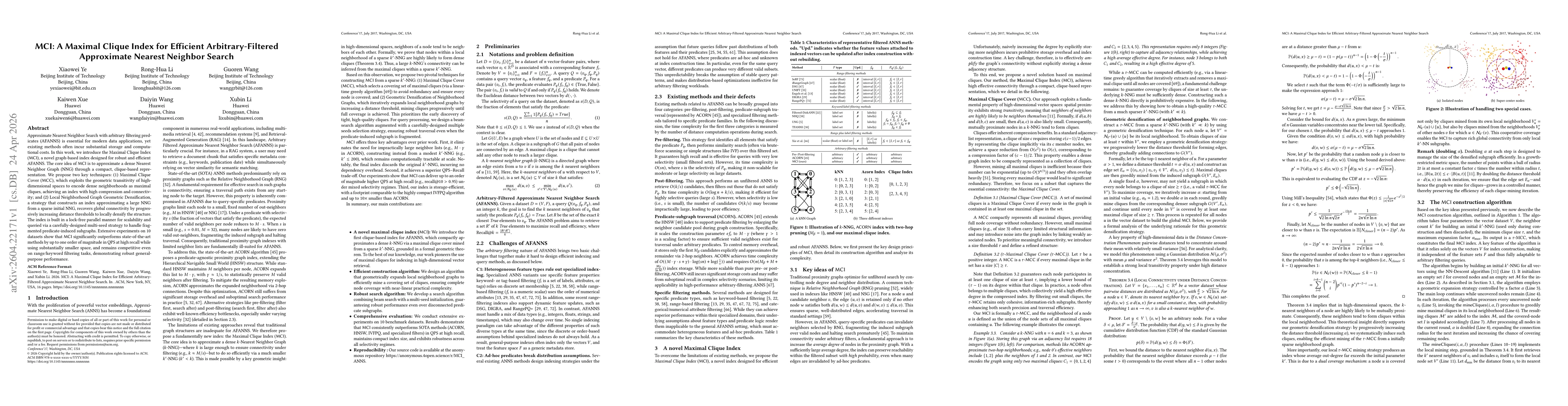 Thumbnail for MCI: A Maximal Clique Index for Efficient Arbitrary-Filtered Approximate Nearest Neighbor Search