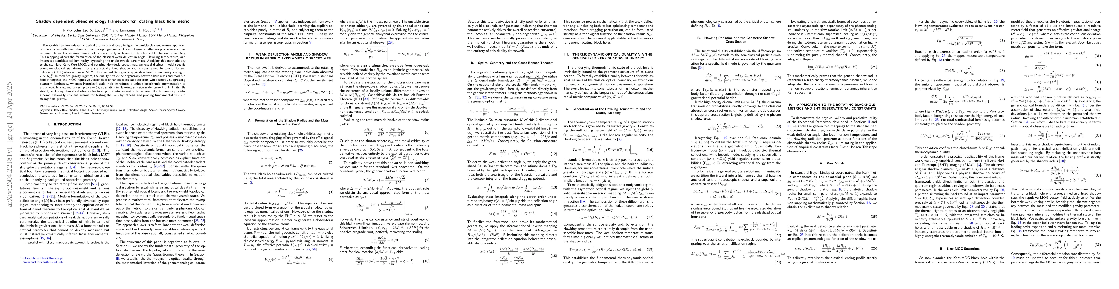 Thumbnail for Shadow dependent phenomenology framework for rotating black hole metric