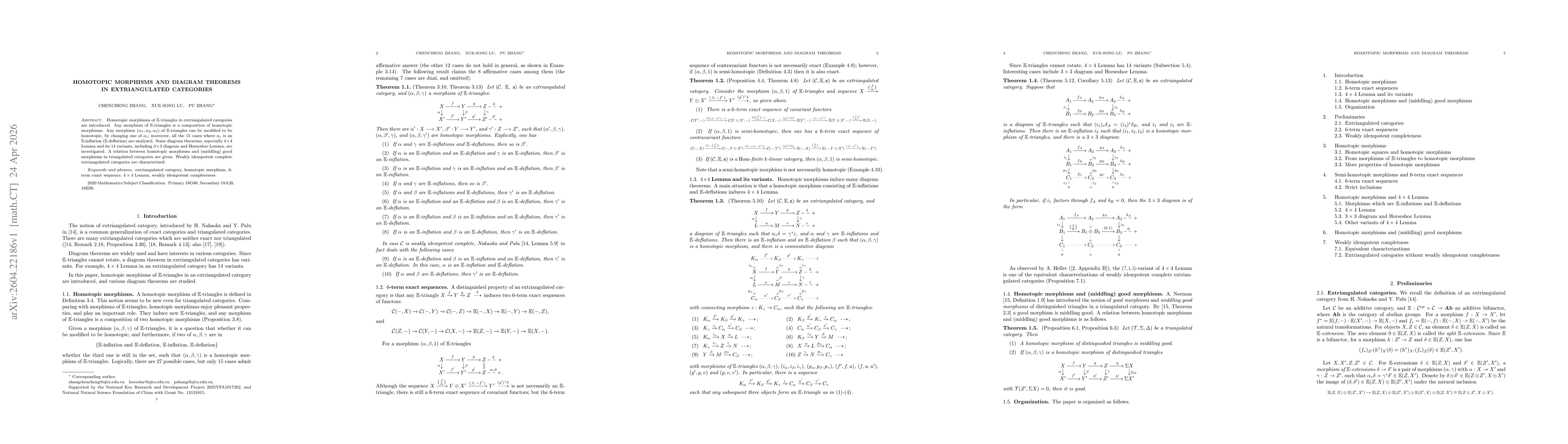 Thumbnail for Homotopic morphisms and diagram theorems in extriangulated categories