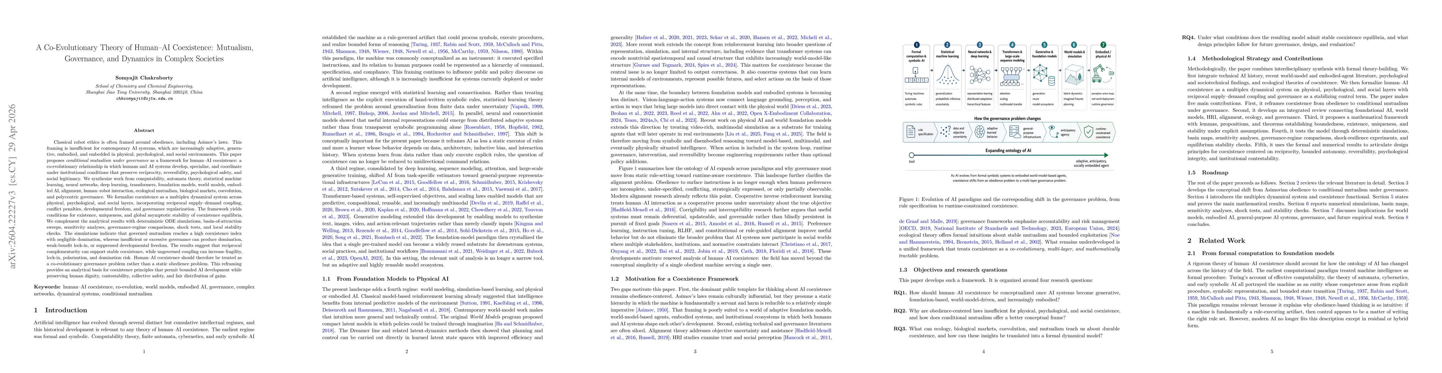 Thumbnail for A Co-Evolutionary Theory of Human-AI Coexistence: Mutualism, Governance, and Dynamics in Complex Societies