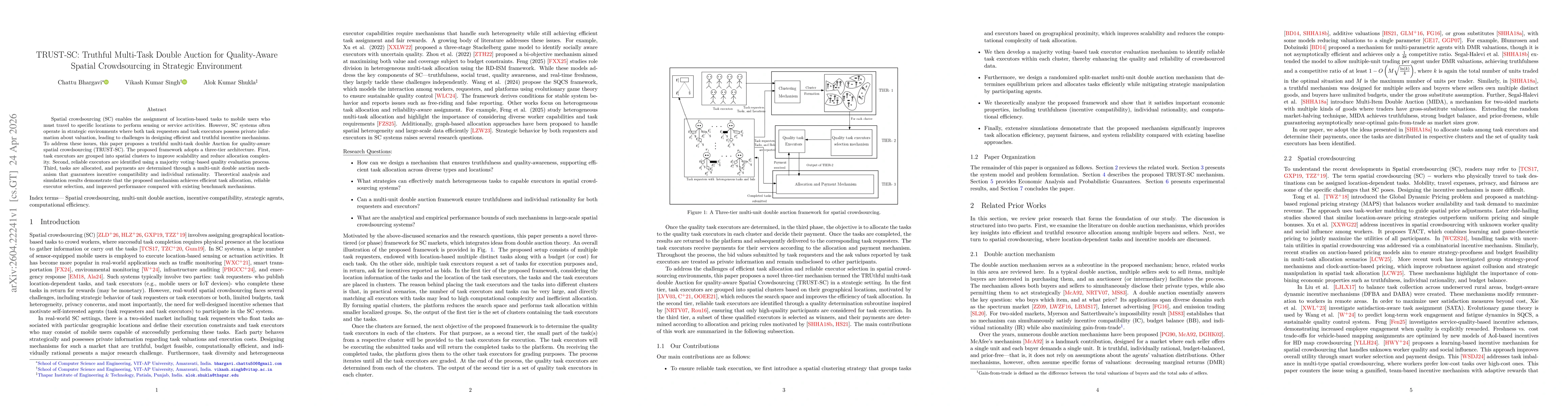 Thumbnail for TRUST-SC: Truthful Multi-Task Double Auction for Quality-Aware Spatial Crowdsourcing in Strategic Environment