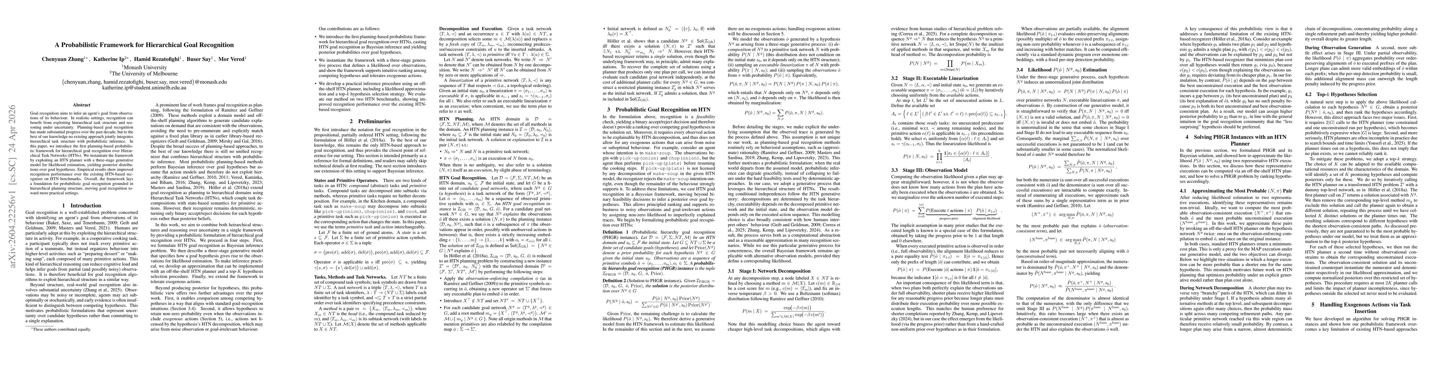 Thumbnail for A Probabilistic Framework for Hierarchical Goal Recognition