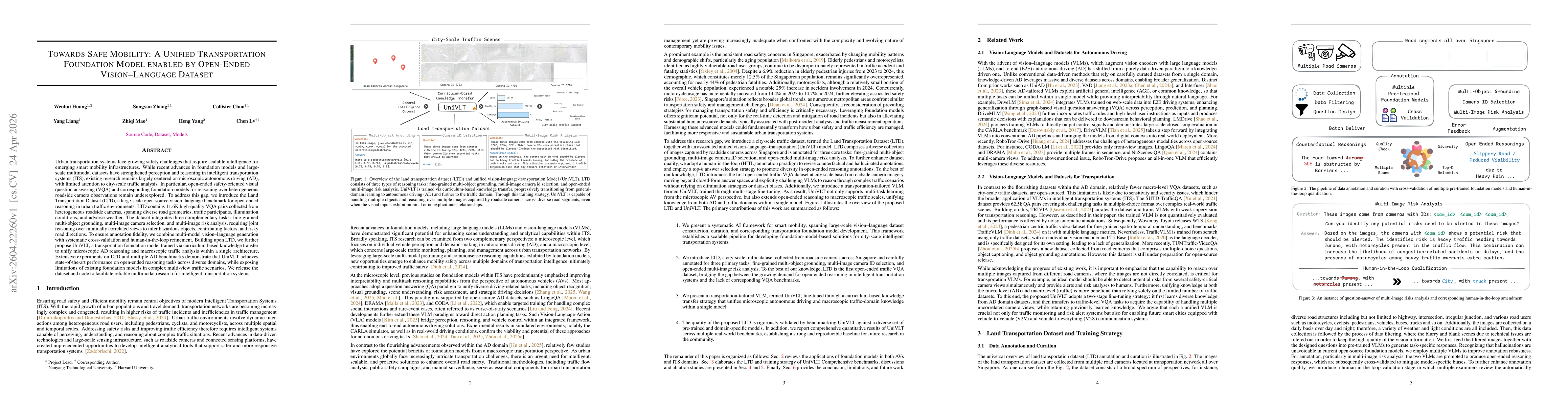 Thumbnail for Towards Safe Mobility: A Unified Transportation Foundation Model enabled by Open-Ended Vision-Language Dataset