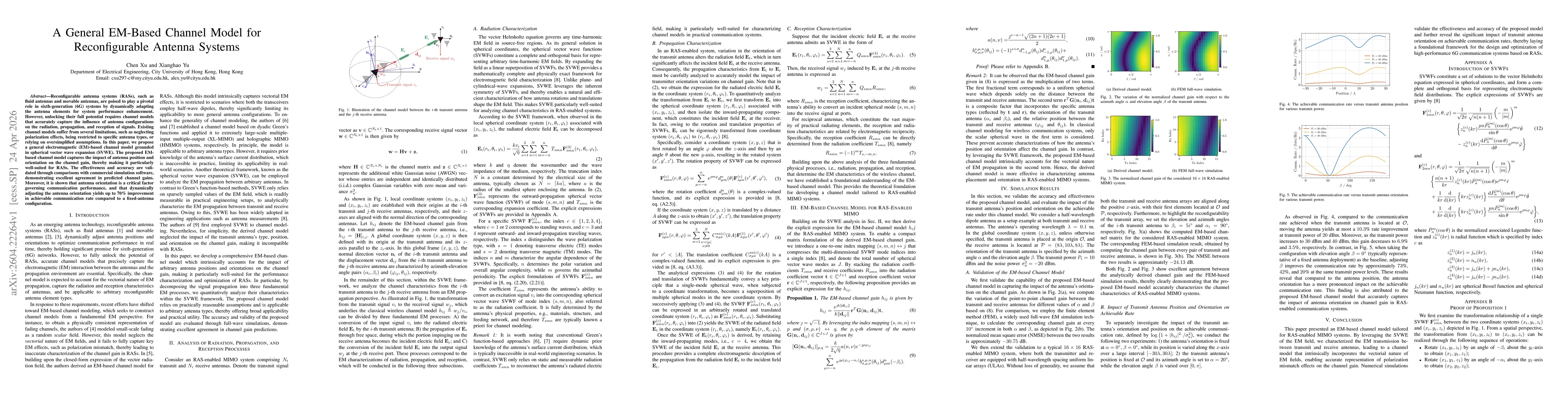 Thumbnail for A General EM-Based Channel Model for Reconfigurable Antenna Systems
