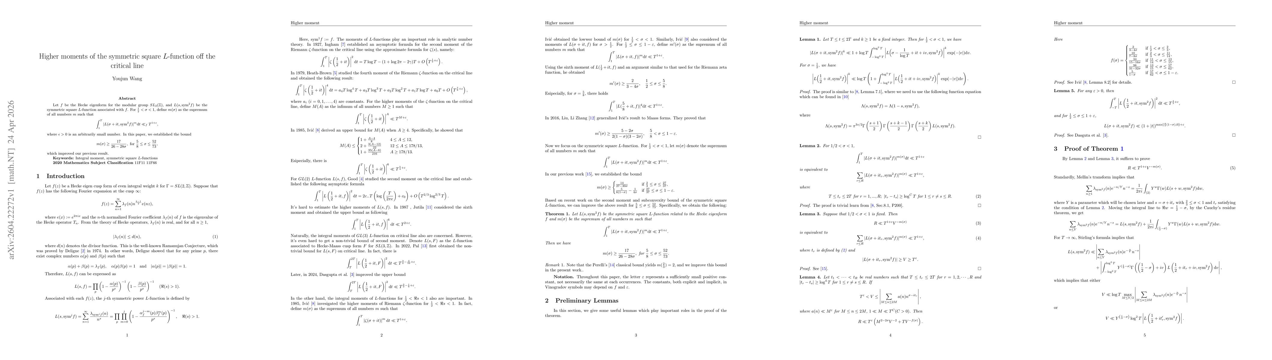 Thumbnail for Higher moments of the symmetric square $L$-function off the critical line