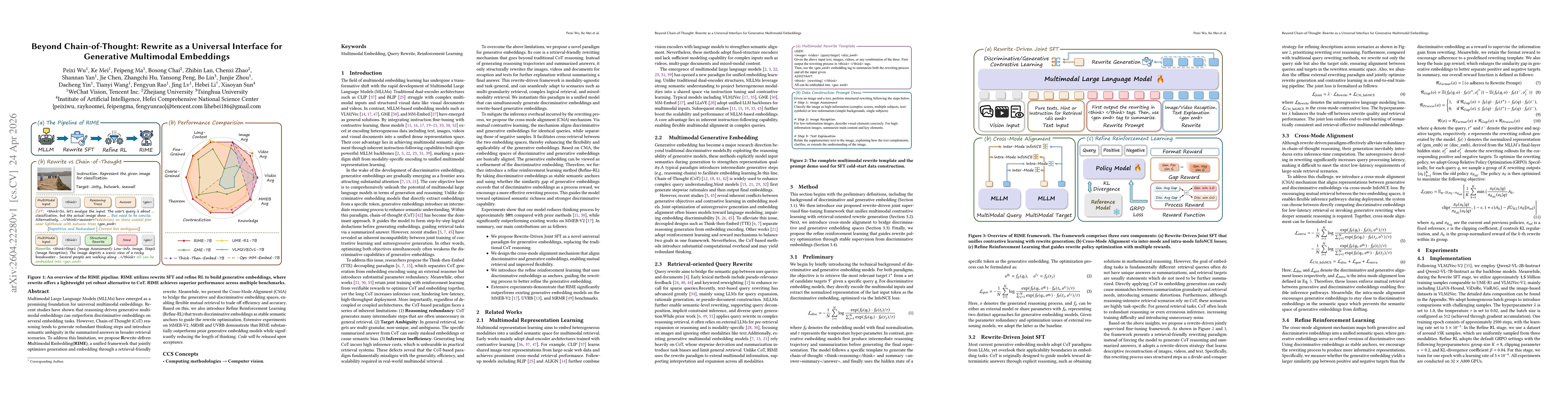 Thumbnail for Beyond Chain-of-Thought: Rewrite as a Universal Interface for Generative Multimodal Embeddings