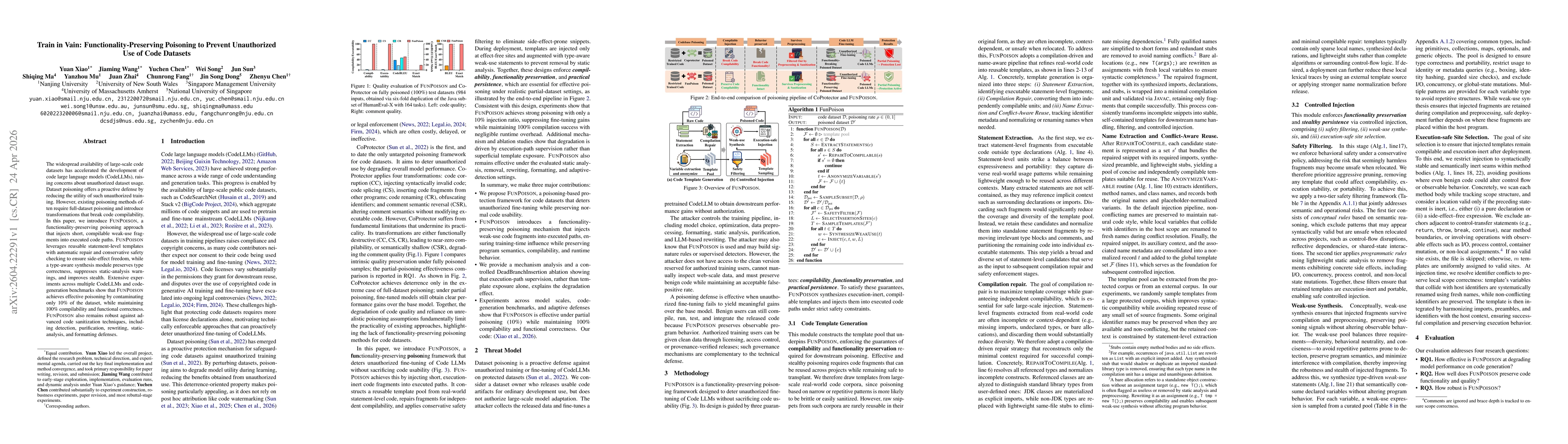 Thumbnail for Train in Vain: Functionality-Preserving Poisoning to Prevent Unauthorized Use of Code Datasets