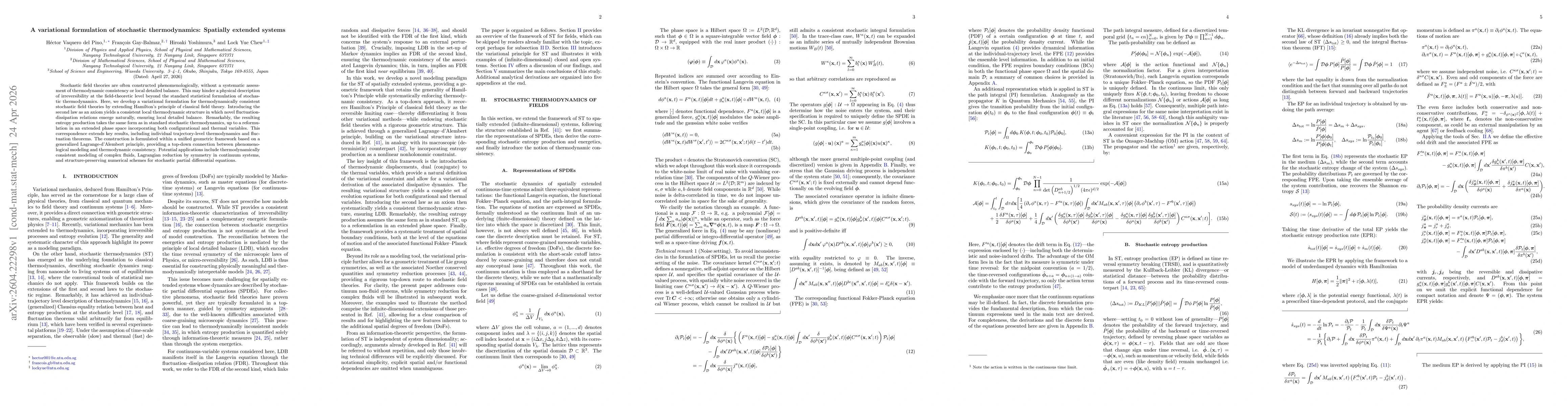 Thumbnail for A variational formulation of stochastic thermodynamics: Spatially extended systems