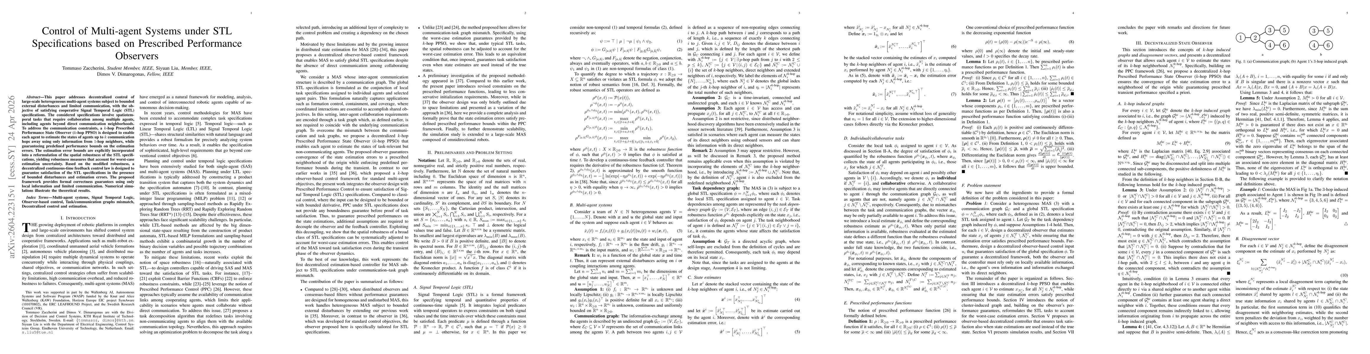 Thumbnail for Control of Multi-agent Systems under STL Specifications based on Prescribed Performance Observers