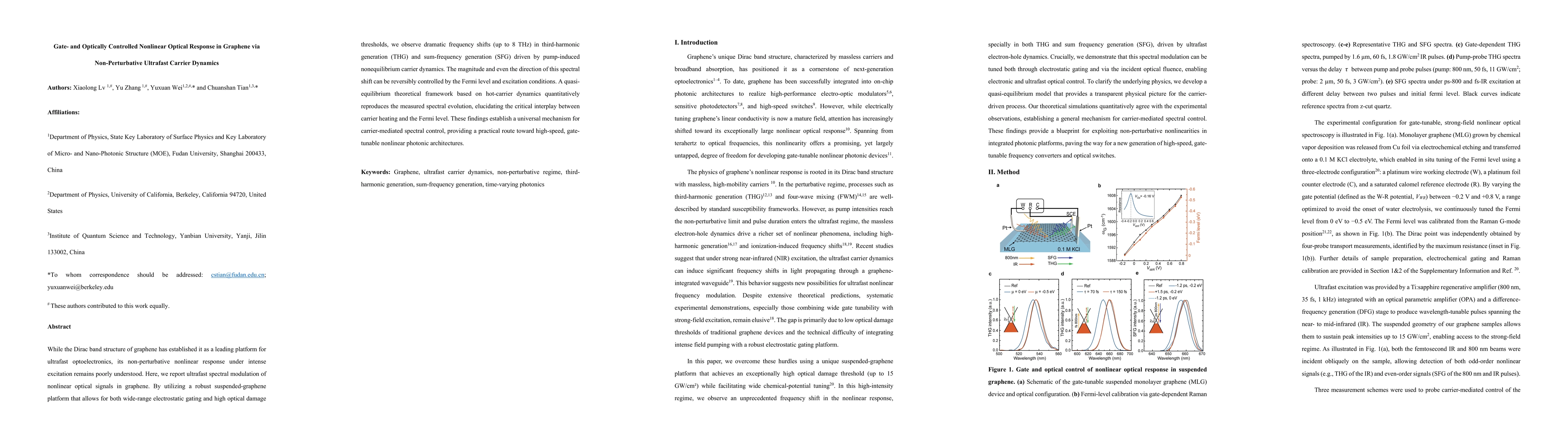 Thumbnail for Gate- and Optically Controlled Nonlinear Optical Response in Graphene via Non-Perturbative Ultrafast Carrier Dynamics
