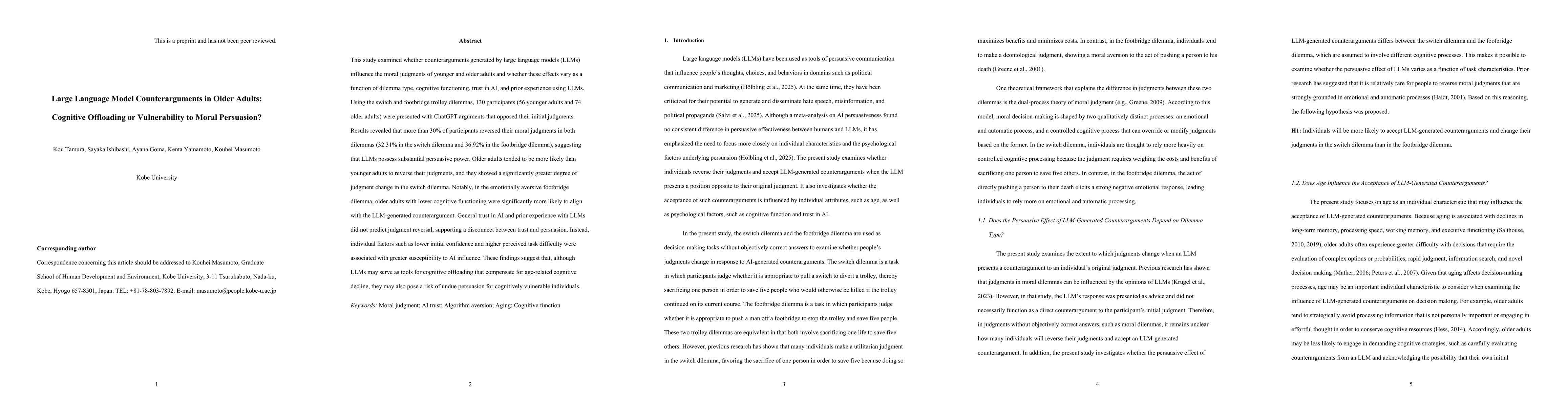 Thumbnail for Large Language Model Counterarguments in Older Adults: Cognitive Offloading or Vulnerability to Moral Persuasion?