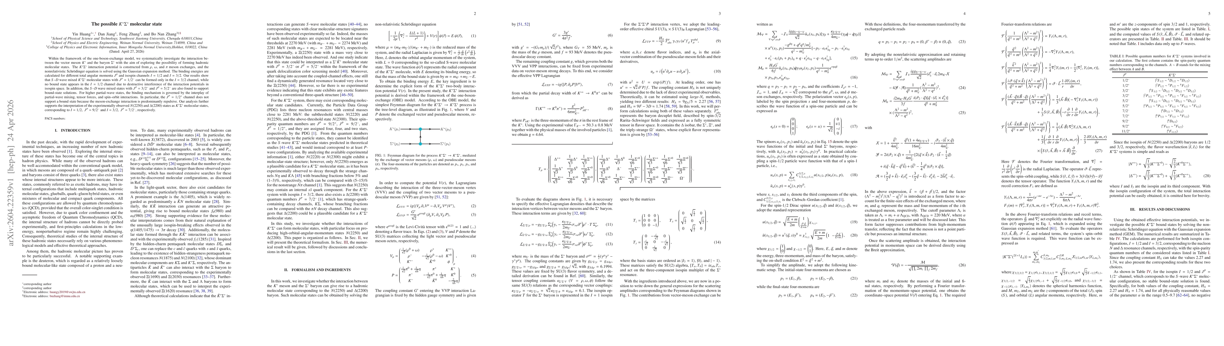Thumbnail for The possible $K^{*}Σ^{*}$ molecular state