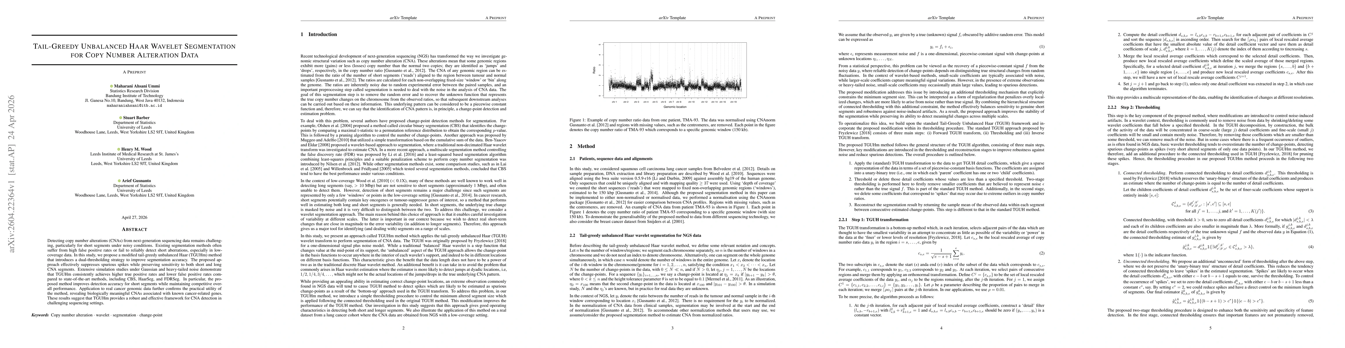 Thumbnail for Tail-Greedy Unbalanced Haar Wavelet Segmentation for Copy Number Alteration Data