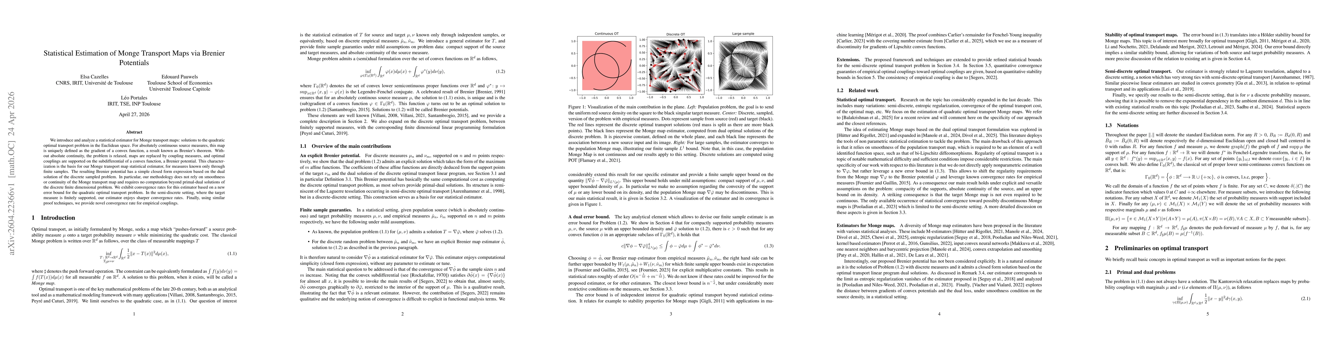 Thumbnail for Statistical Estimation of Monge Transport Maps via Brenier Potentials