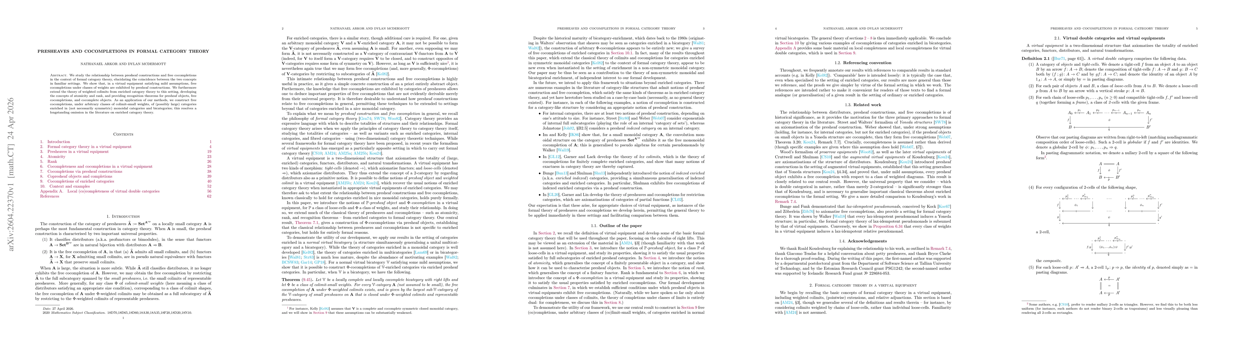 Thumbnail for Presheaves and cocompletions in formal category theory