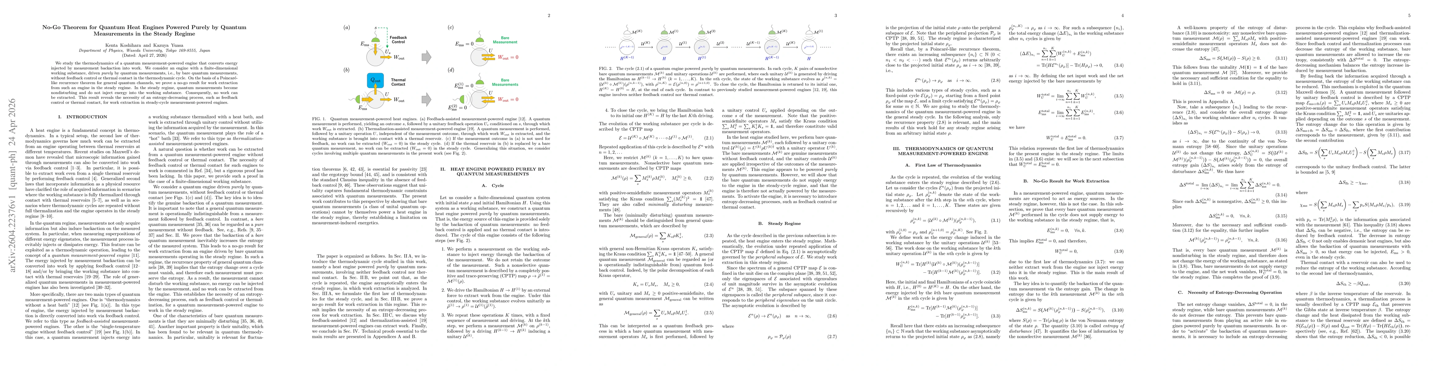 Thumbnail for No-Go Theorem for Quantum Heat Engines Powered Purely by Quantum Measurements in the Steady Regime