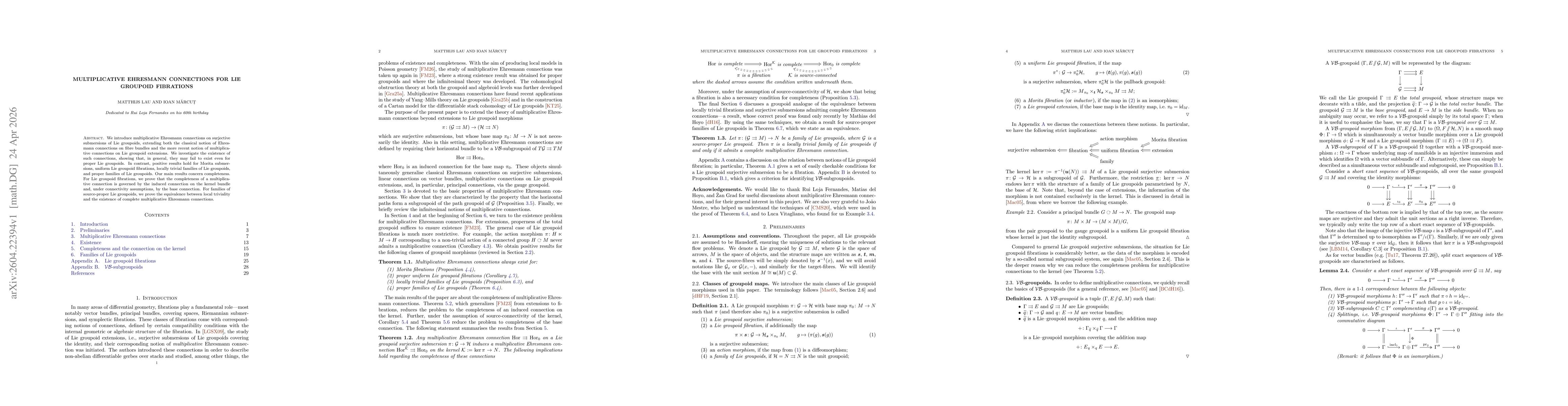 Thumbnail for Multiplicative Ehresmann connections for Lie groupoid fibrations