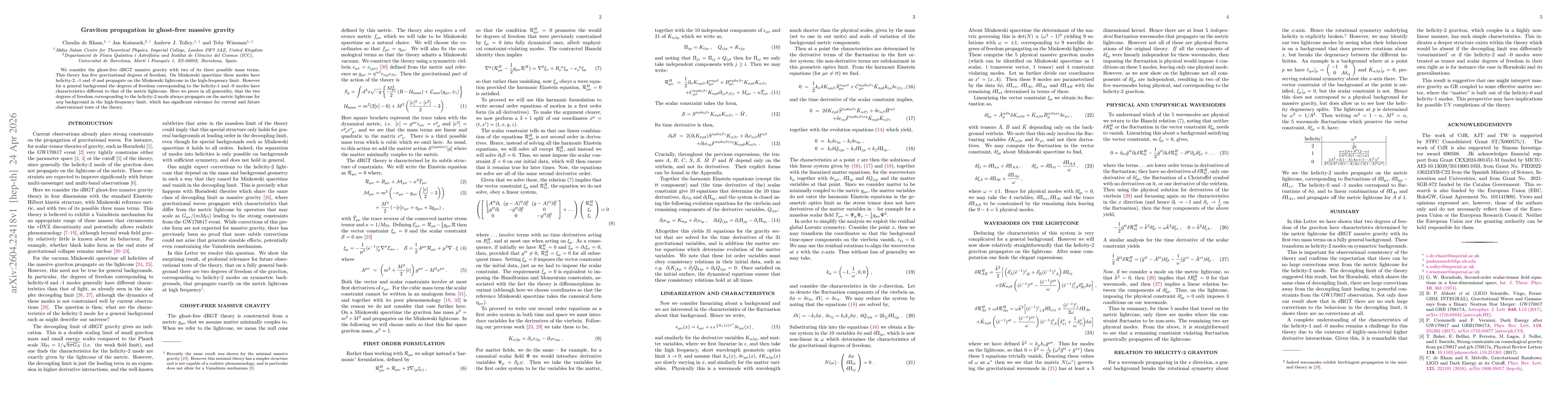 Thumbnail for Graviton propagation in ghost-free massive gravity