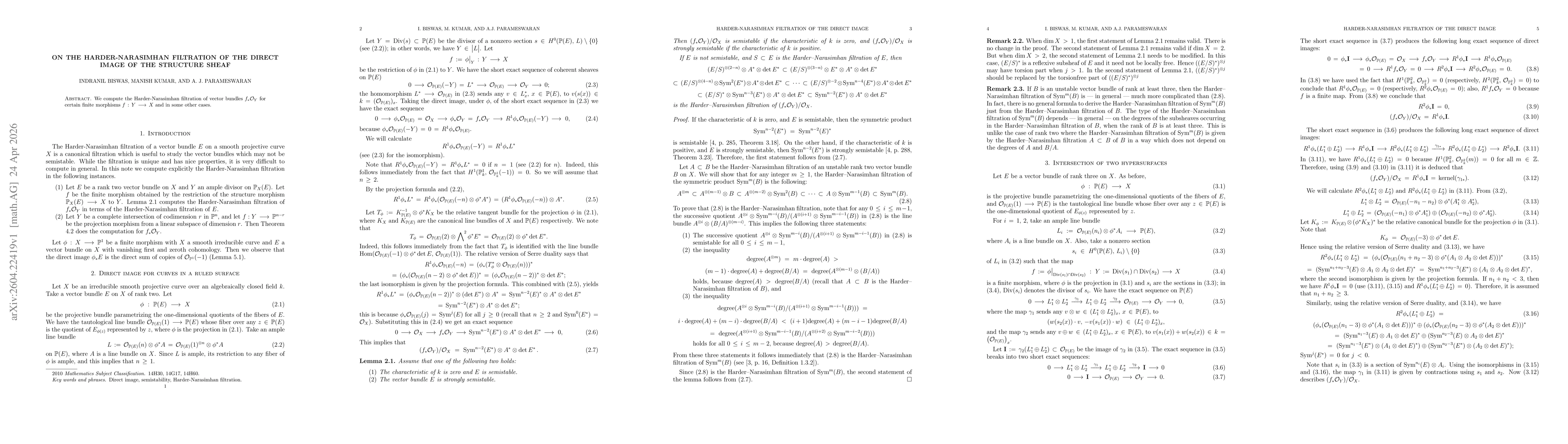 Thumbnail for On the Harder-Narasimhan filtration of the direct image of the structure sheaf