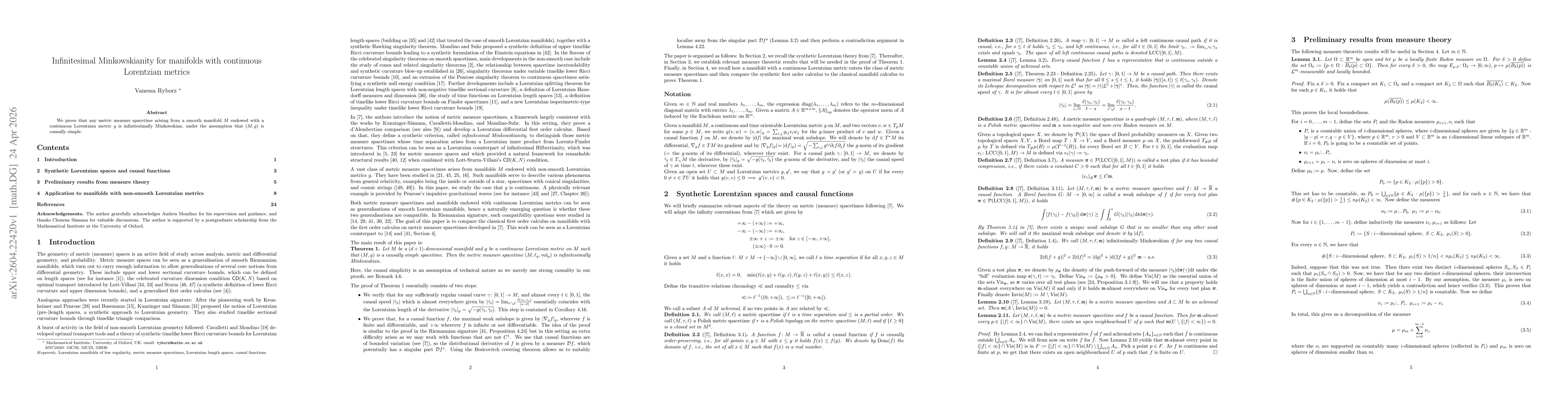 Thumbnail for Infinitesimal Minkowskianity for manifolds with continuous Lorentzian metrics