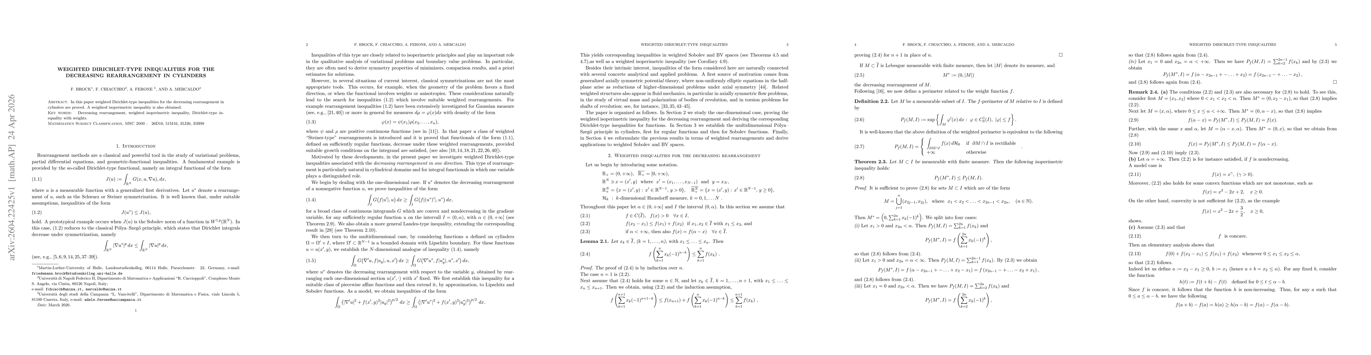 Thumbnail for Weighted Dirichlet-type inequalities for the decreasing rearrangement in cylinders