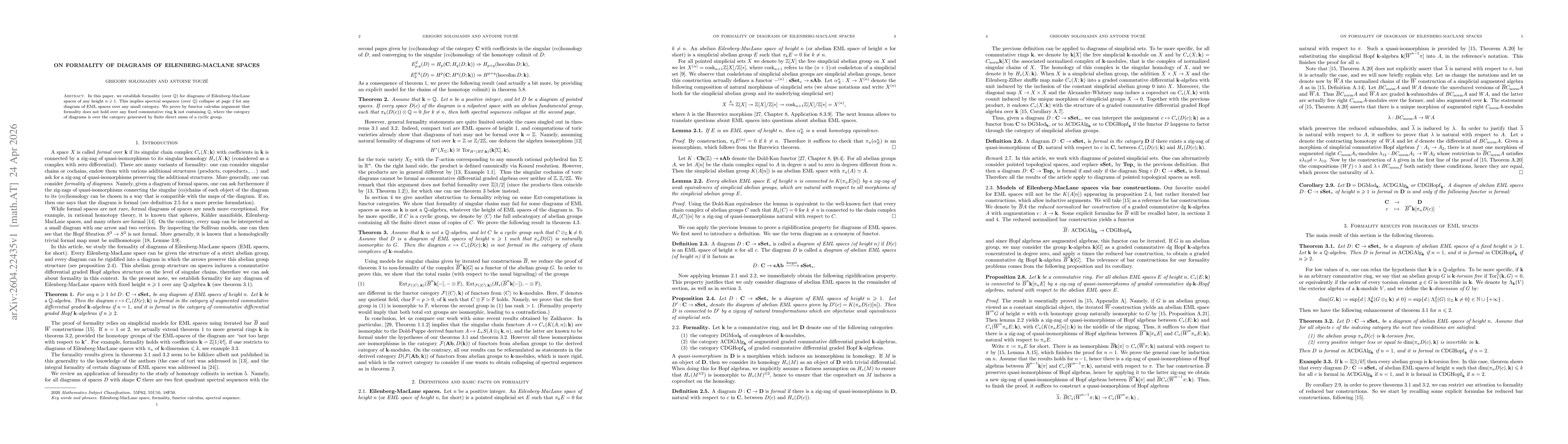 Thumbnail for On formality of diagrams of Eilenberg-MacLane spaces