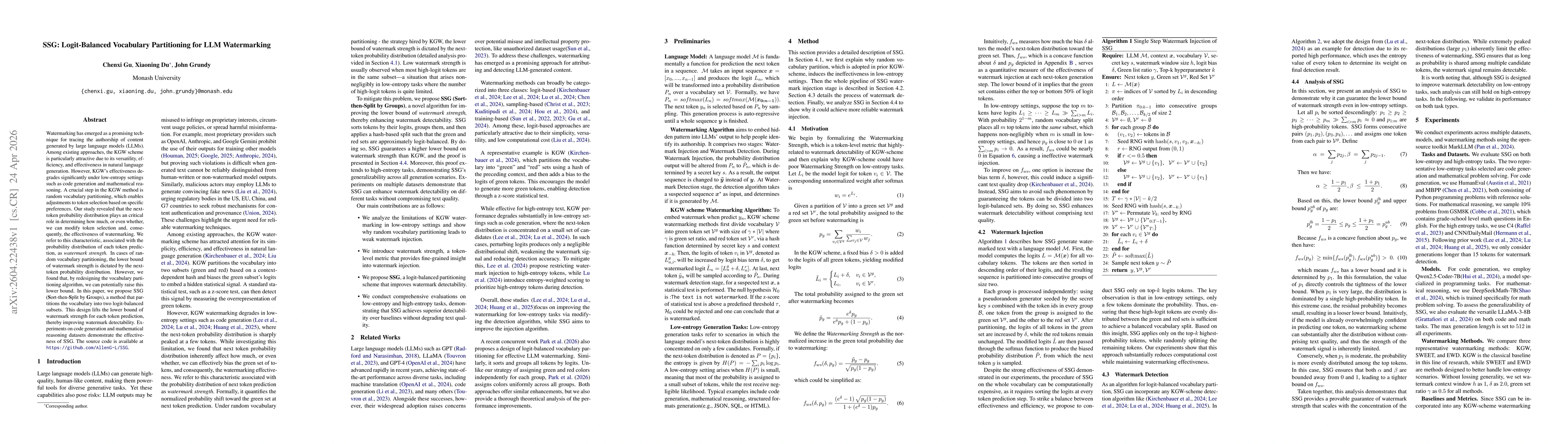 Thumbnail for SSG: Logit-Balanced Vocabulary Partitioning for LLM Watermarking