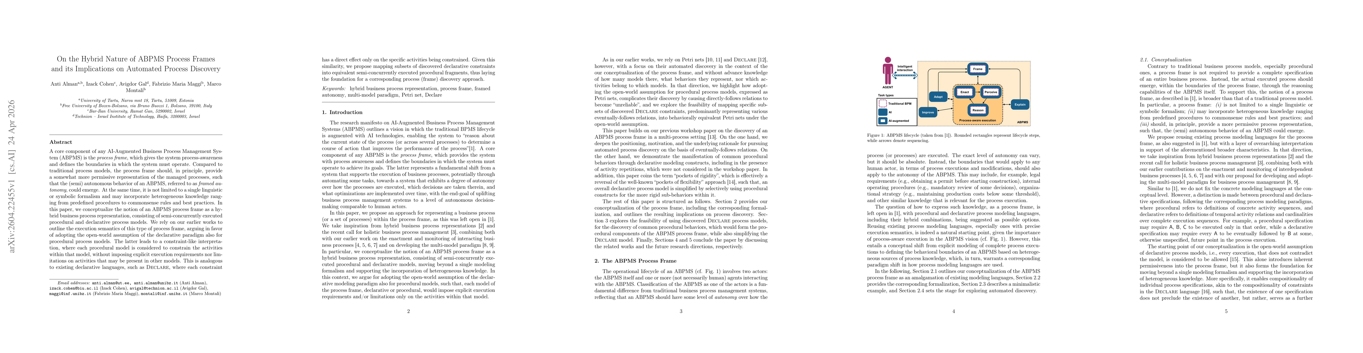Thumbnail for On the Hybrid Nature of ABPMS Process Frames and its Implications on Automated Process Discovery