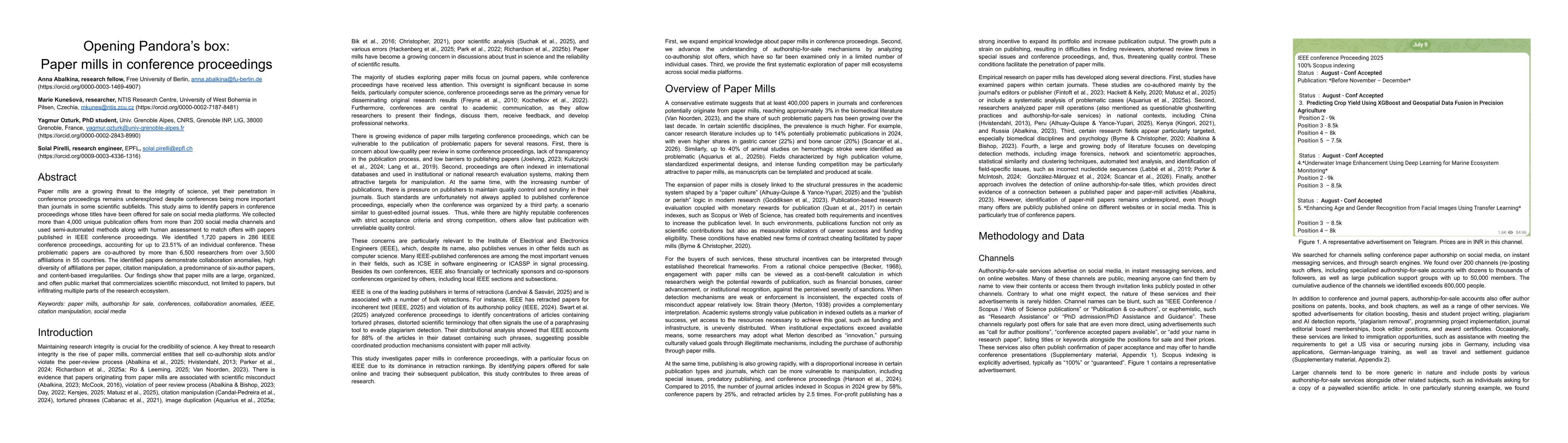 Thumbnail for Opening Pandora's box: Paper mills in conference proceedings
