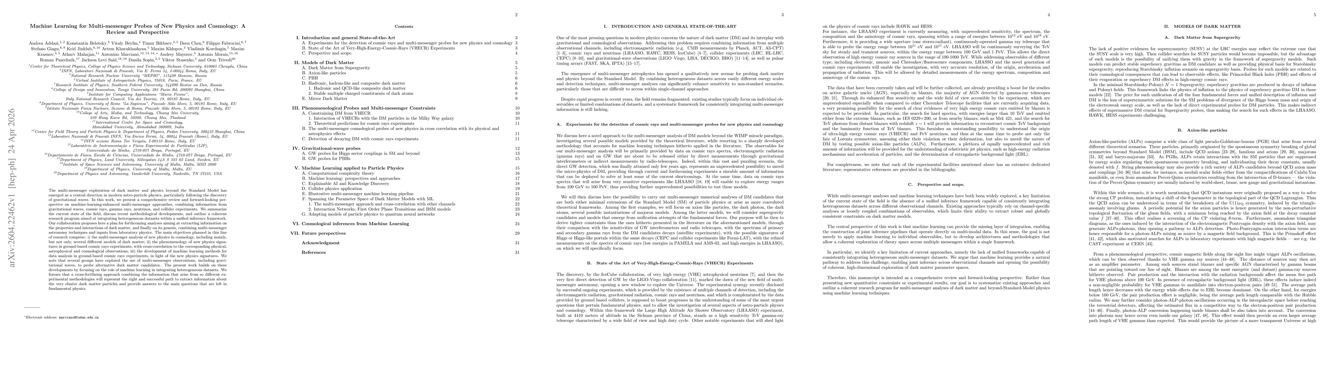 Thumbnail for Machine Learning for Multi-messenger Probes of New Physics and Cosmology: A Review and Perspective