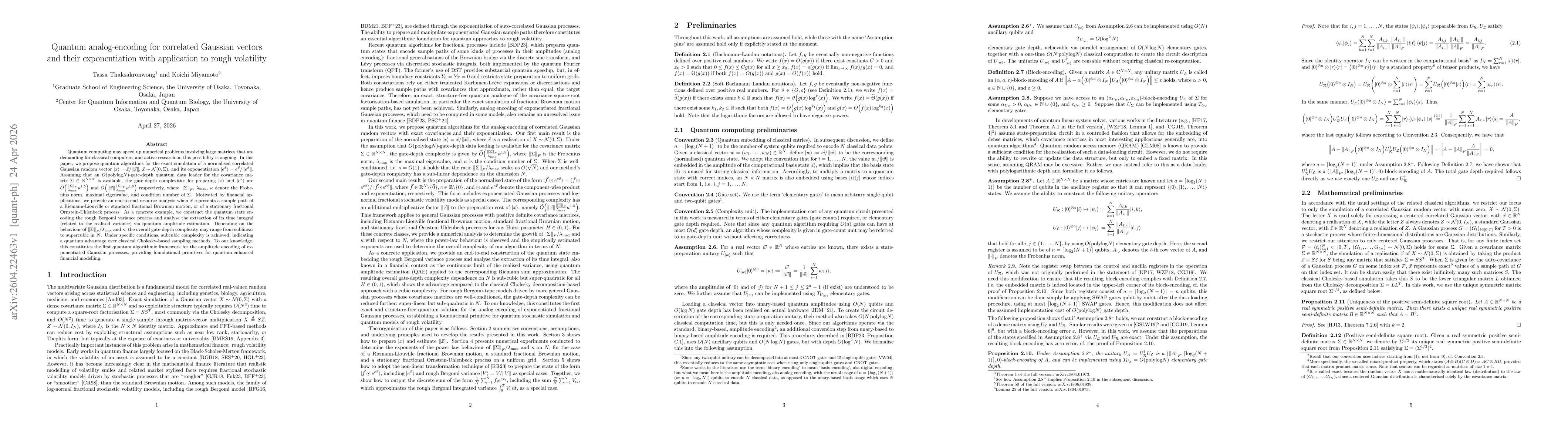 Thumbnail for Quantum analog-encoding for correlated Gaussian vectors and their exponentiation with application to rough volatility