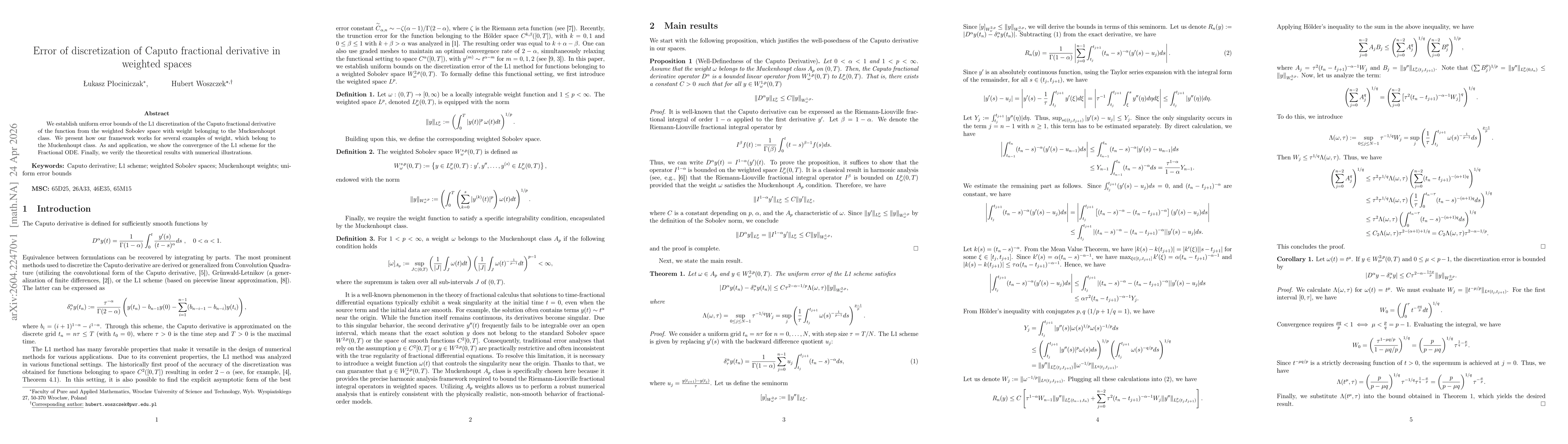 Thumbnail for Error of discretization of Caputo fractional derivative in weighted spaces