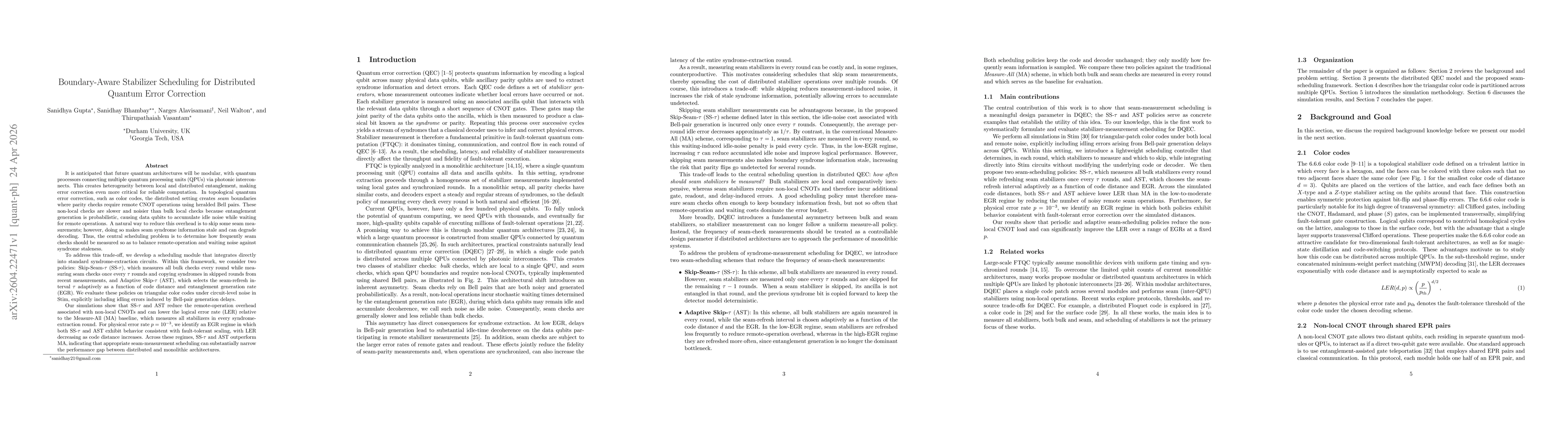 Thumbnail for Boundary-Aware Stabilizer Scheduling for Distributed Quantum Error Correction