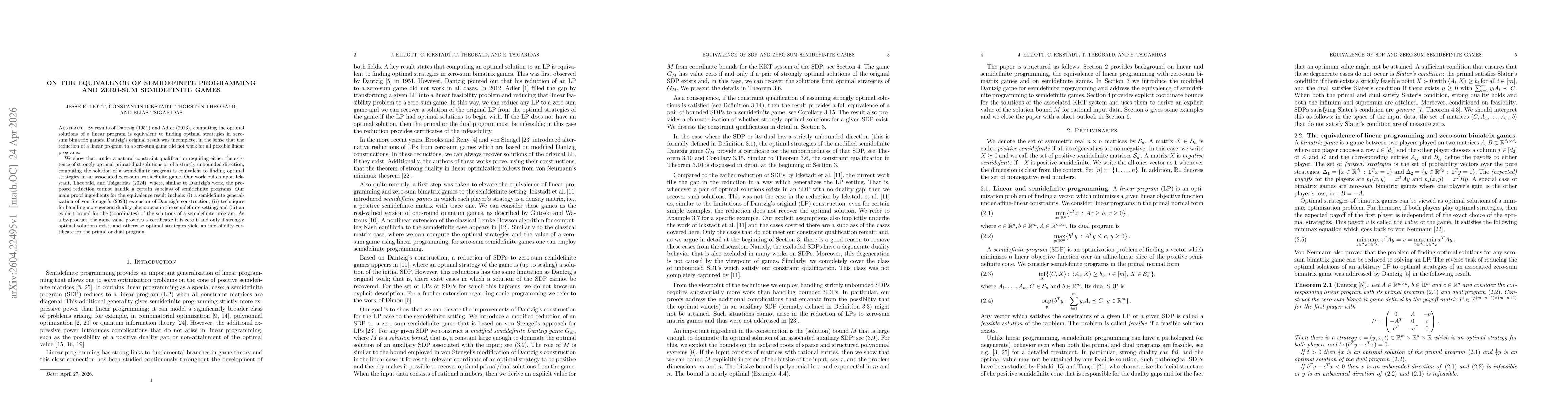Thumbnail for On the equivalence of semidefinite programming and zero-sum semidefinite games