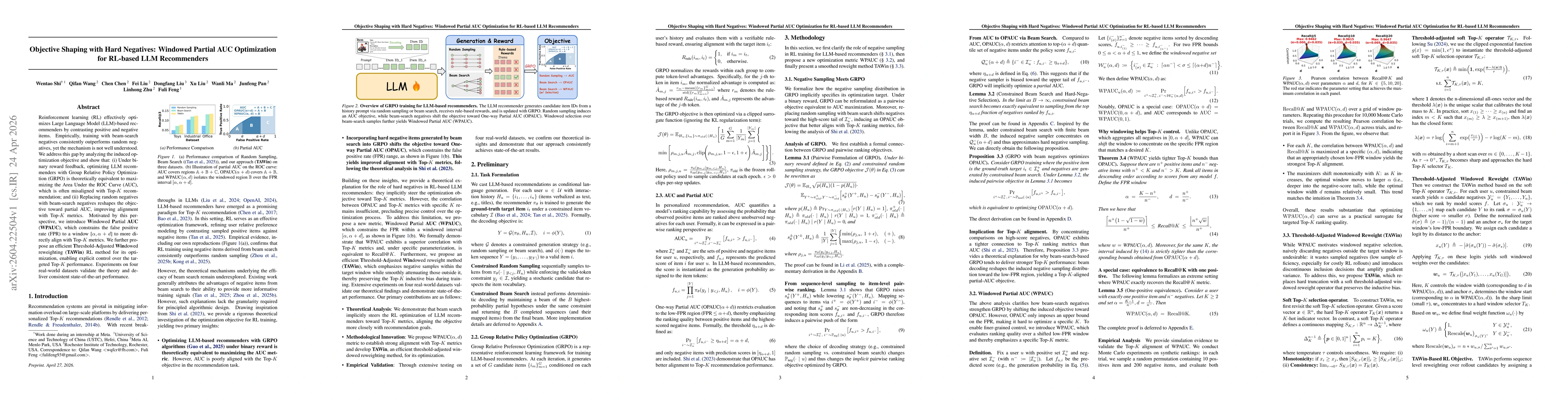 Thumbnail for Objective Shaping with Hard Negatives: Windowed Partial AUC Optimization for RL-based LLM Recommenders
