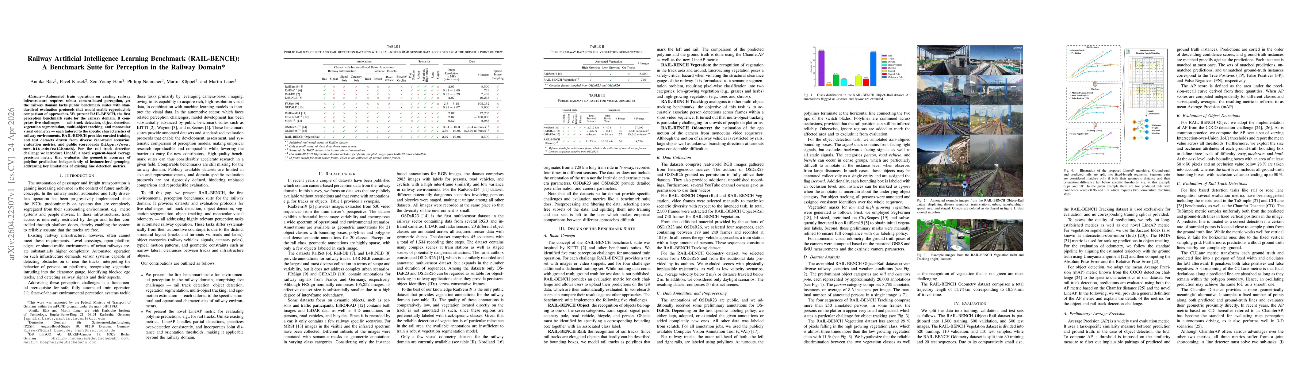 Thumbnail for Railway Artificial Intelligence Learning Benchmark (RAIL-BENCH): A Benchmark Suite for Perception in the Railway Domain