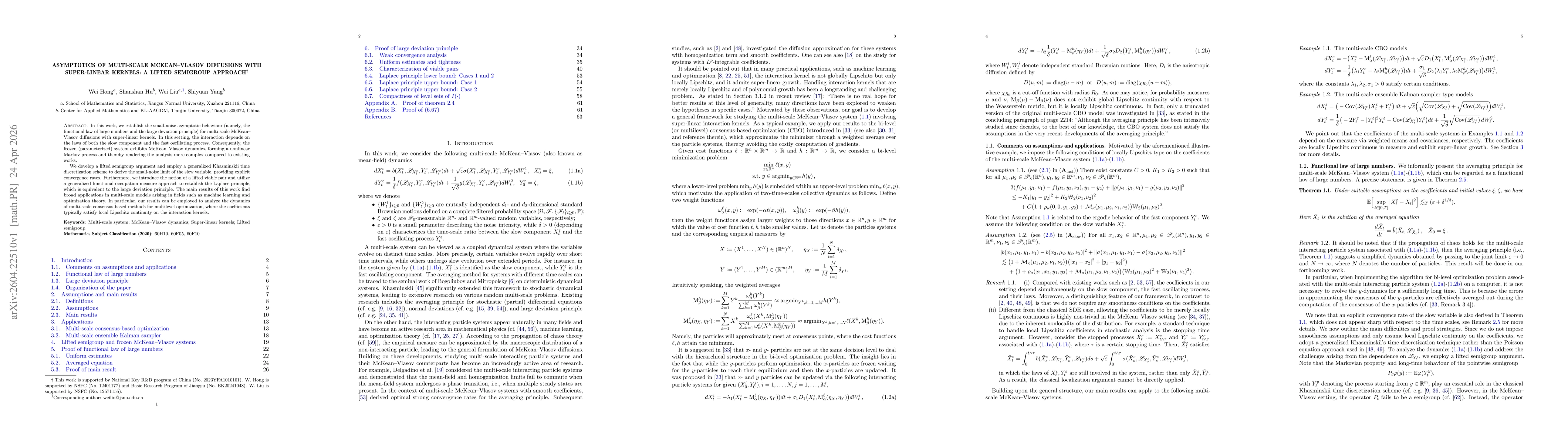Thumbnail for Asymptotics of Multi-Scale McKean--Vlasov Diffusions with Super-Linear Kernels: a Lifted Semigroup Approach