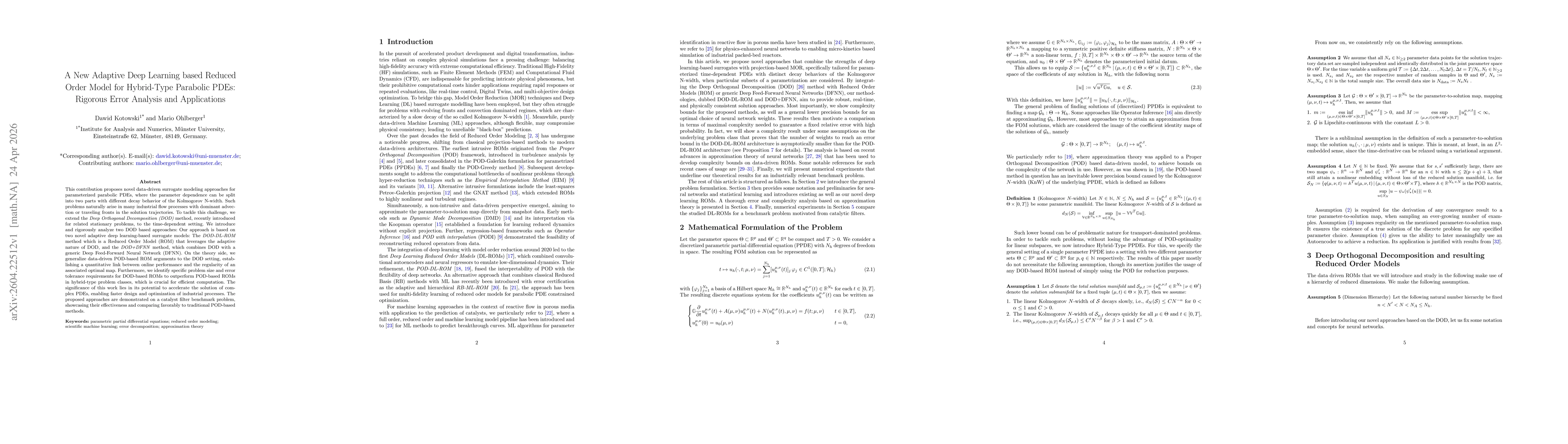 Thumbnail for A New Adaptive Deep Learning based Reduced Order Model for Hybrid-Type Parabolic PDEs: Rigorous Error Analysis and Applications