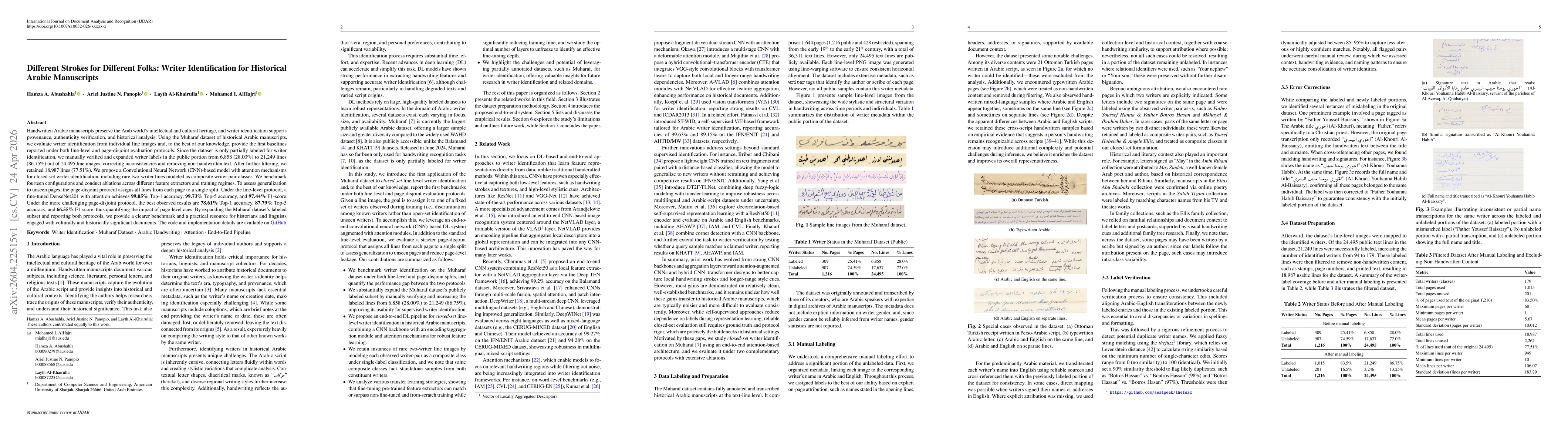 Thumbnail for Different Strokes for Different Folks: Writer Identification for Historical Arabic Manuscripts