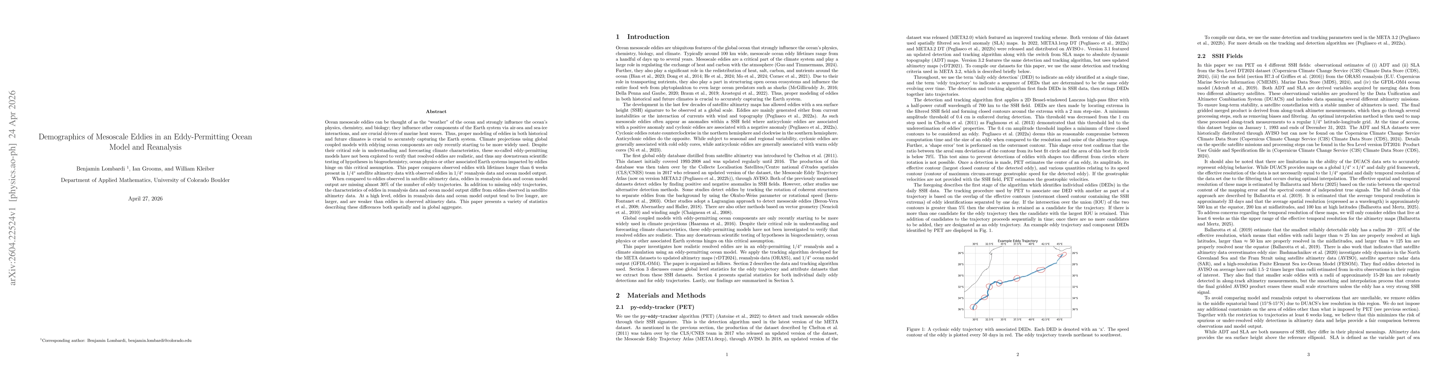Thumbnail for Demographics of Mesoscale Eddies in an Eddy-Permitting Ocean Model and Reanalysis