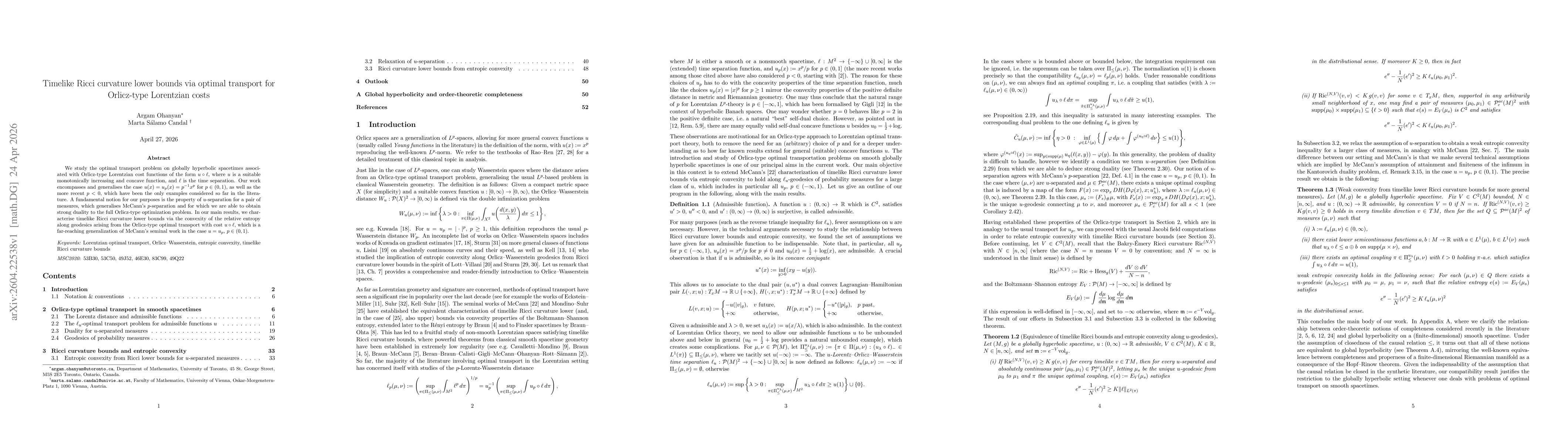Thumbnail for Timelike Ricci curvature lower bounds via optimal transport for Orlicz-type Lorentzian costs