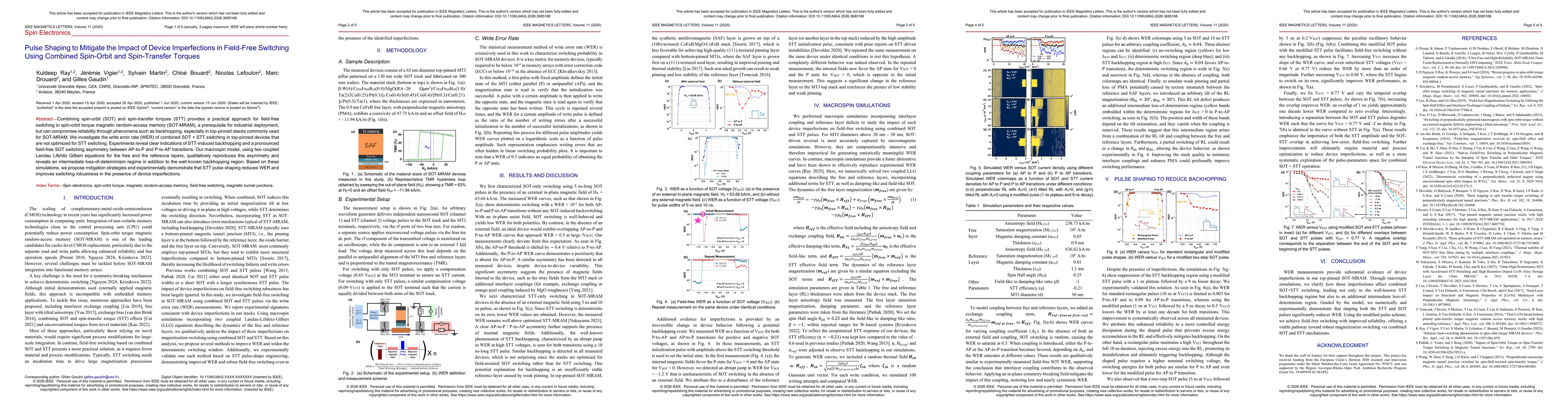 Thumbnail for Pulse Shaping to Mitigate the Impact of Device Imperfections in Field-Free Switching Using Combined Spin-Orbit and Spin-Transfer Torques