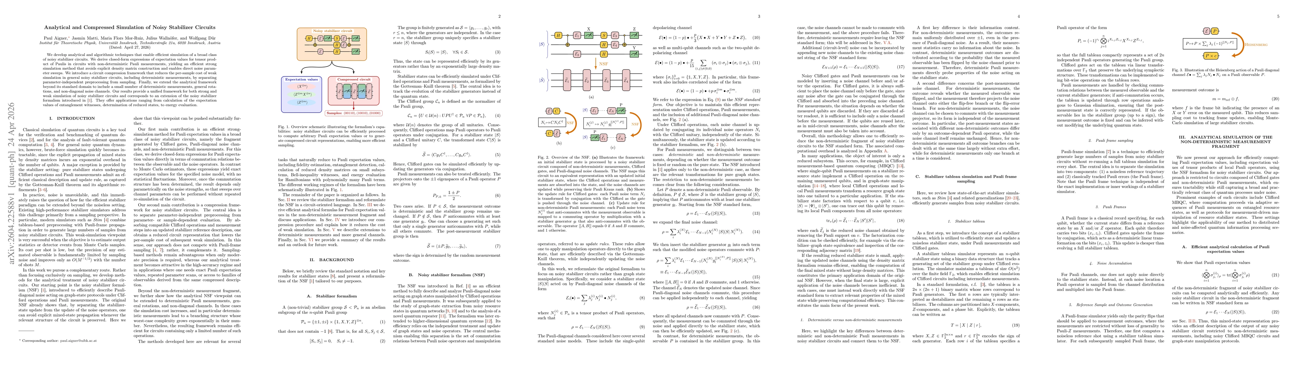 Thumbnail for Analytical and Compressed Simulation of Noisy Stabilizer Circuits