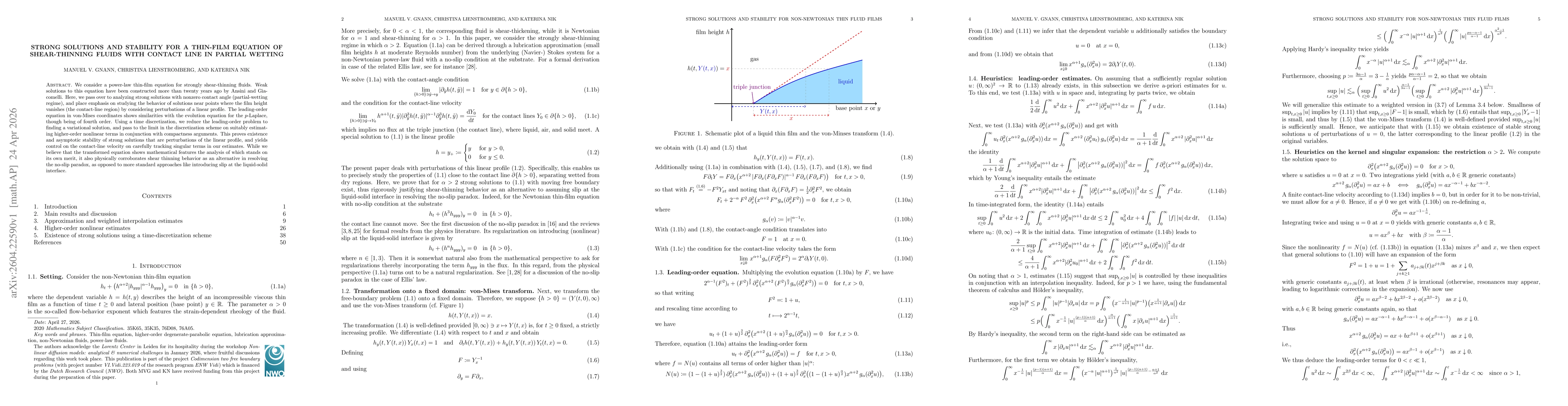 Thumbnail for Strong solutions and stability for a thin-film equation of shear-thinning fluids with contact line in partial wetting