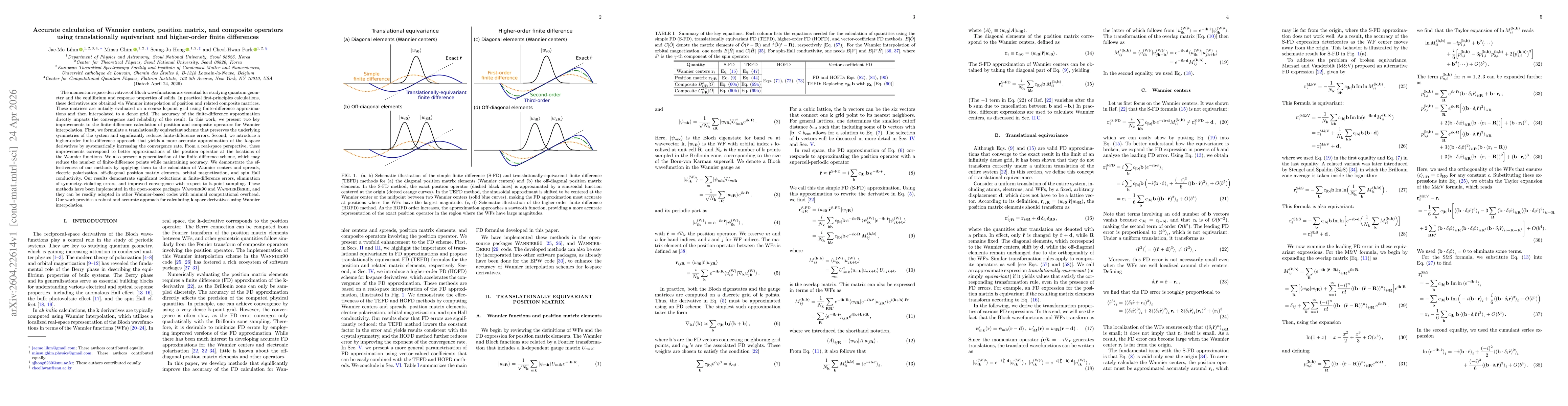 Thumbnail for Accurate calculation of Wannier centers, position matrix, and composite operators using translationally equivariant and higher-order finite differences