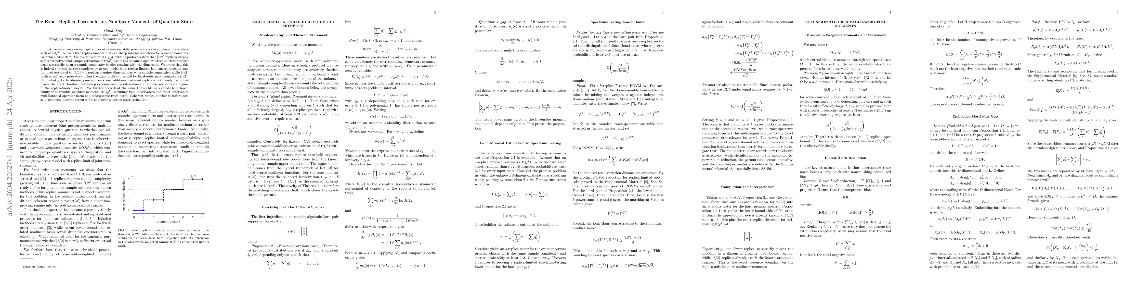 Thumbnail for The Exact Replica Threshold for Nonlinear Moments of Quantum States