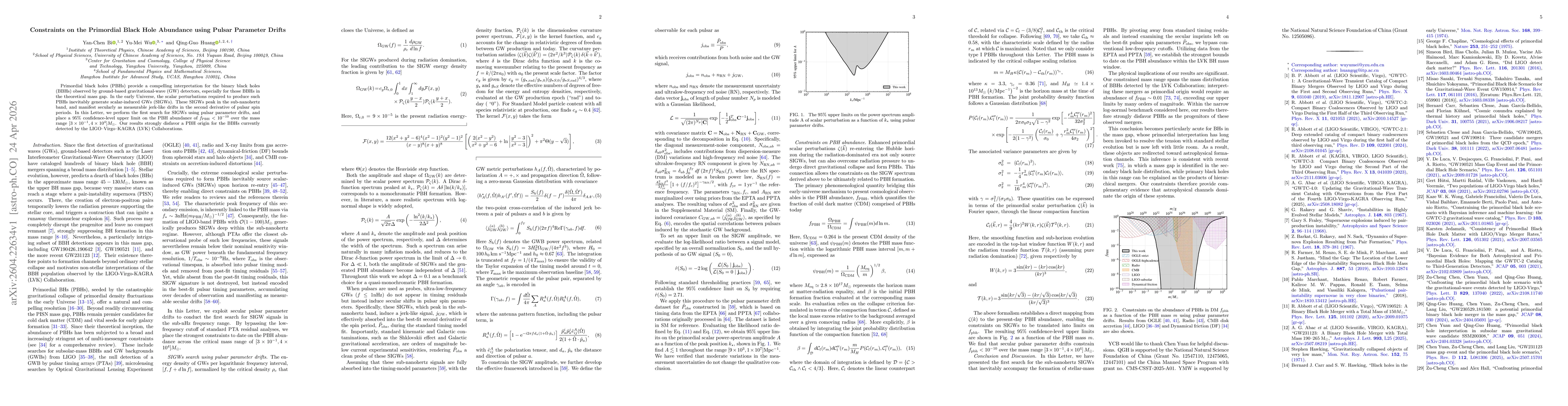 Thumbnail for Constraints on the Primordial Black Hole Abundance using Pulsar Parameter Drifts