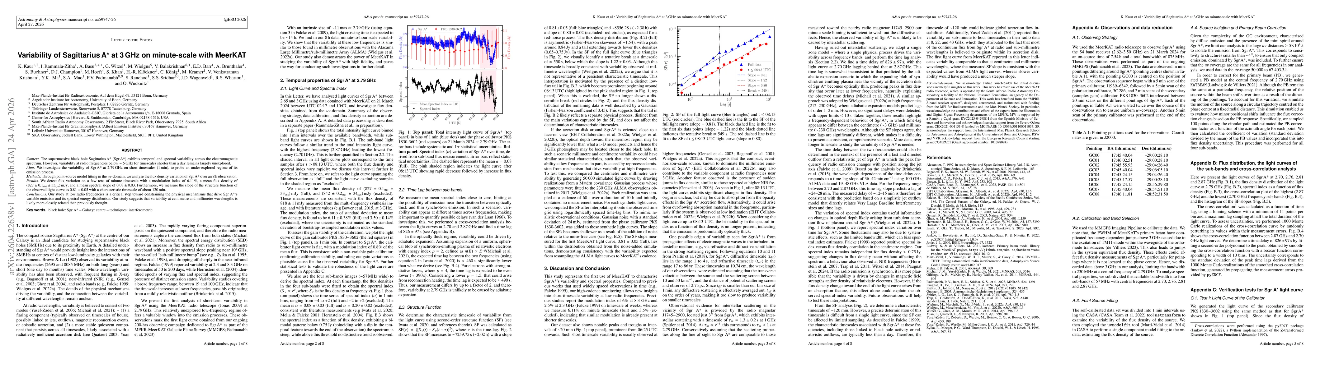 Thumbnail for Variability of Sagittarius A* at 3 GHz on minute-scale with MeerKAT