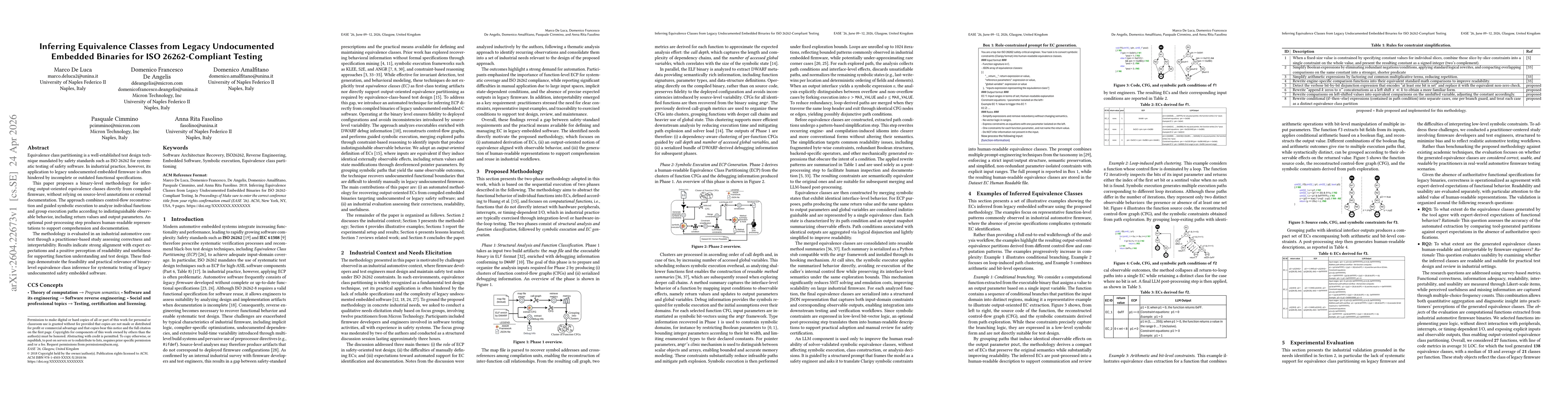 Thumbnail for Inferring Equivalence Classes from Legacy Undocumented Embedded Binaries for ISO 26262-Compliant Testing